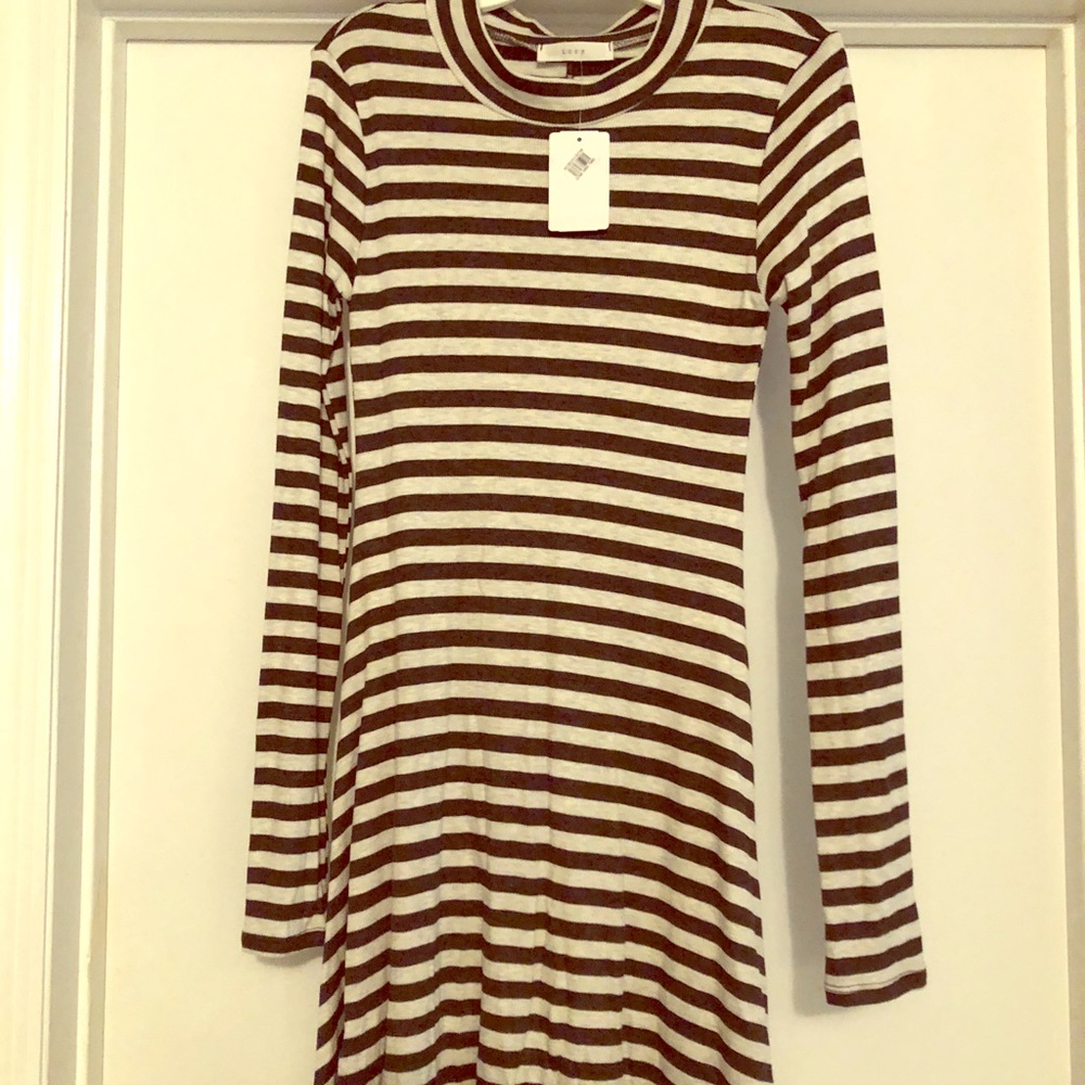 LUSH Nordstrom Gray & Cream Striped Dress